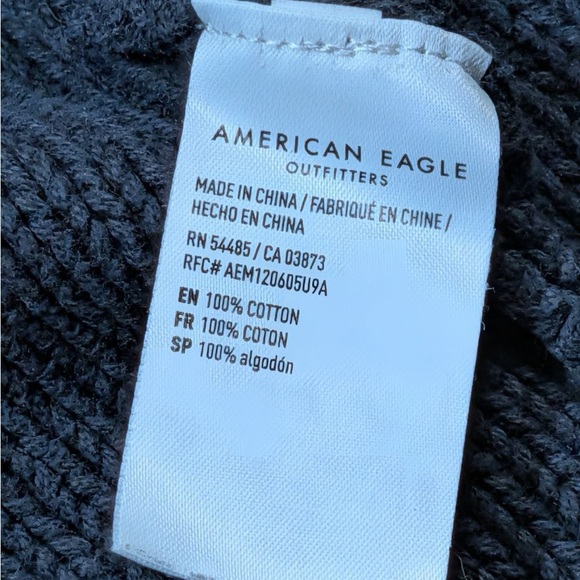 American Eagle Charcoal Cropped Knit Sweater XS 100% Cotton Minimal - Picture 5 of 9